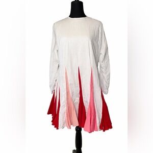 Rhode Ella 100% cotton Long‎ Sleeve Pleated Mini Dress- XS